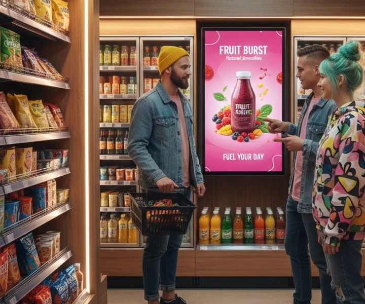 Ekran reklamowy w sklepie